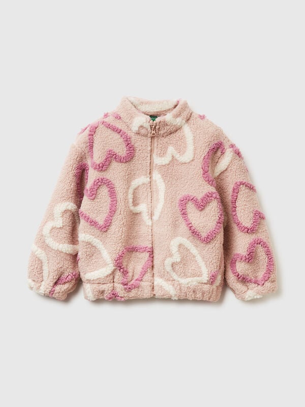 Faux fur heart sweatshirt Junior Girl