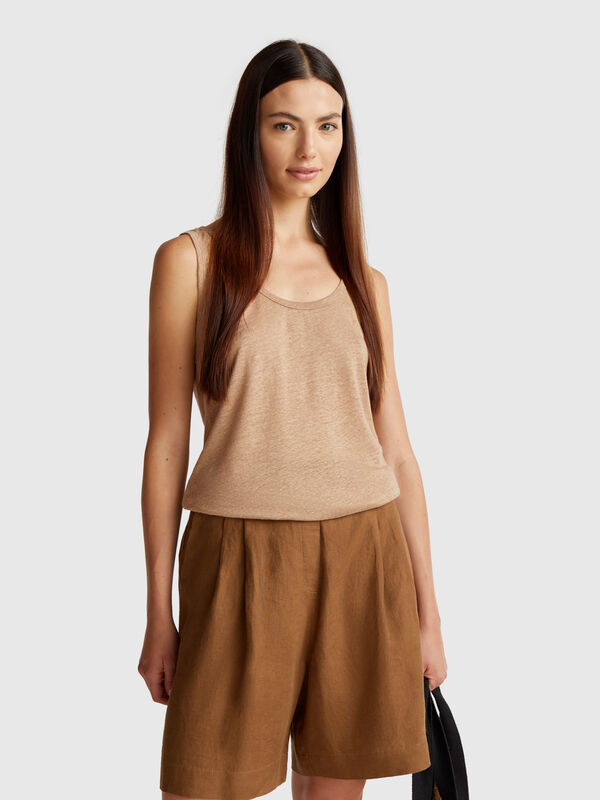 Tank top in pure linen Women