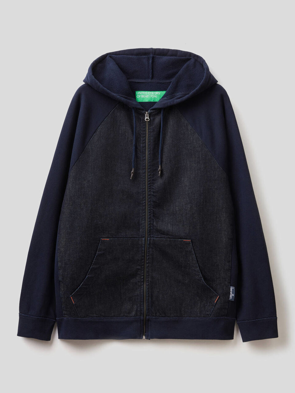 Sweatshirt with hood and jean insert image number 1