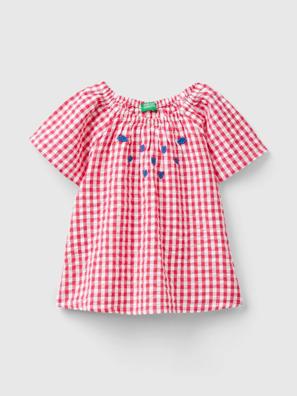 Vichy shirt with embroidery Junior Girl