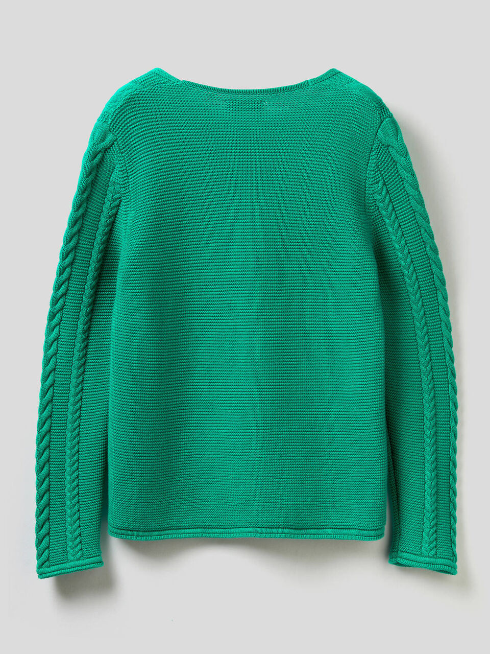 Cable knit sweater in pure cotton image number 2