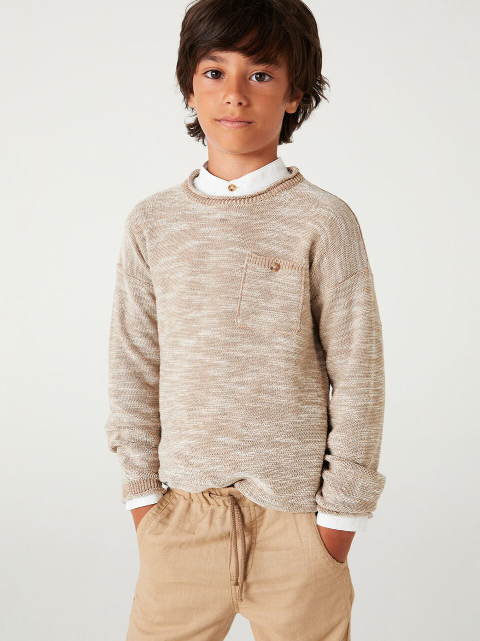 Sweater in linen blend with pocket image number 1