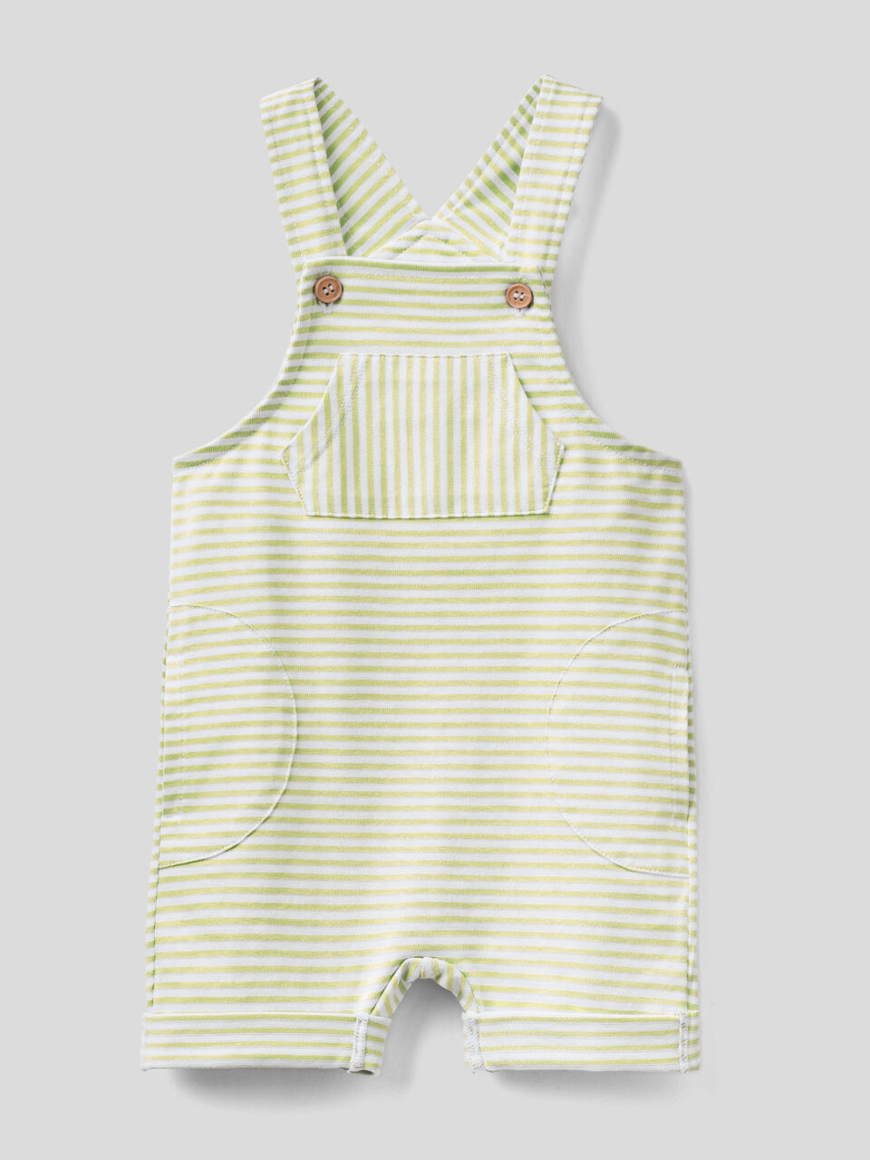 Striped overalls in 100% organic cotton image number 1