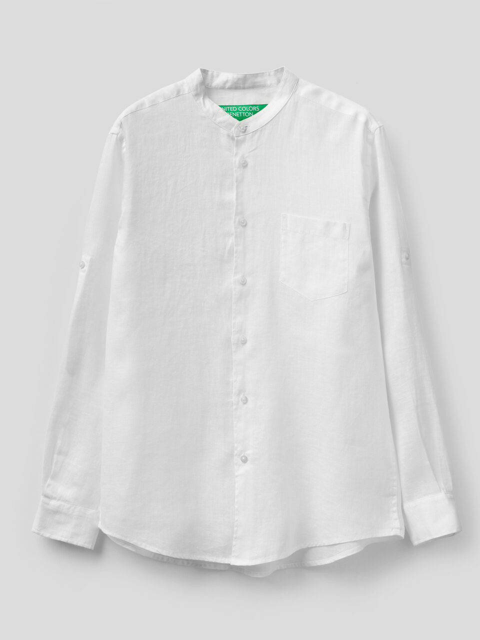 Linen short with Mandarin collar image number 1