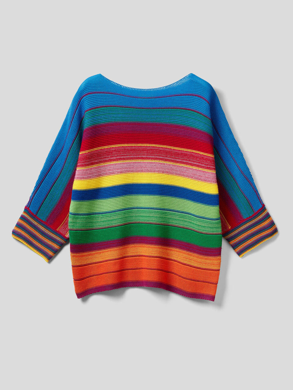 Striped sweater with 3/4 sleeves image number 1