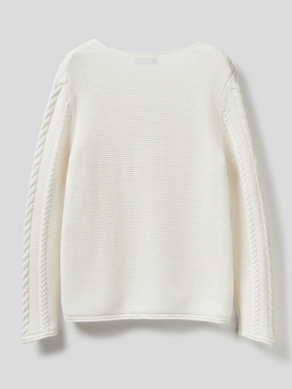 Cable knit sweater in pure cotton image number 2