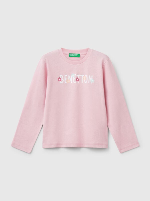 Slim fit t-shirt with glittery print Junior Girl