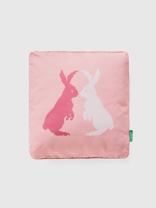 Square pillow with bunnies