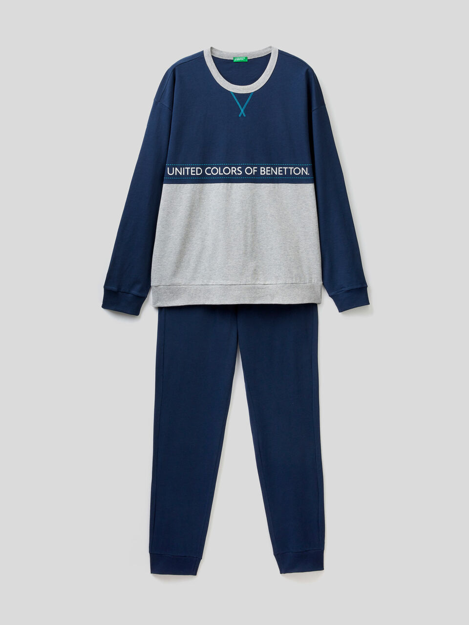 Two tone pyjamas in pure cotton image number 1