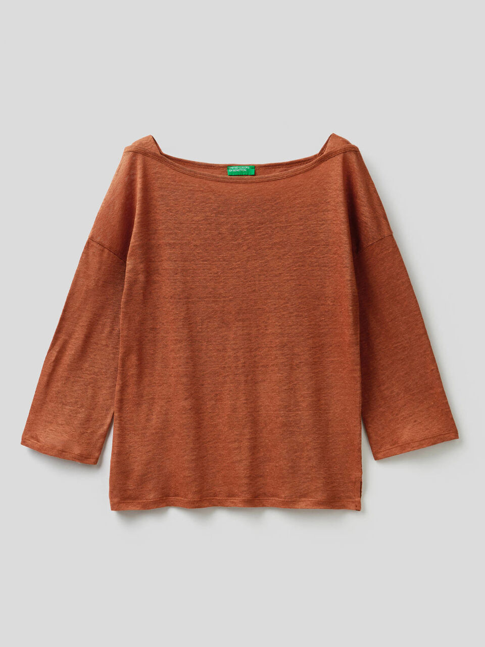 3/4 sleeve t-shirt in 100% linen image number 1