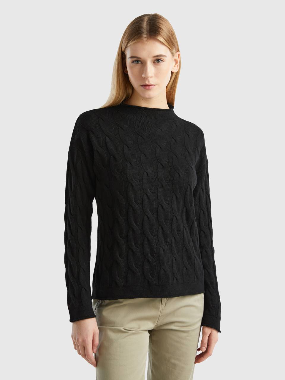 Black cable deals knit sweater womens