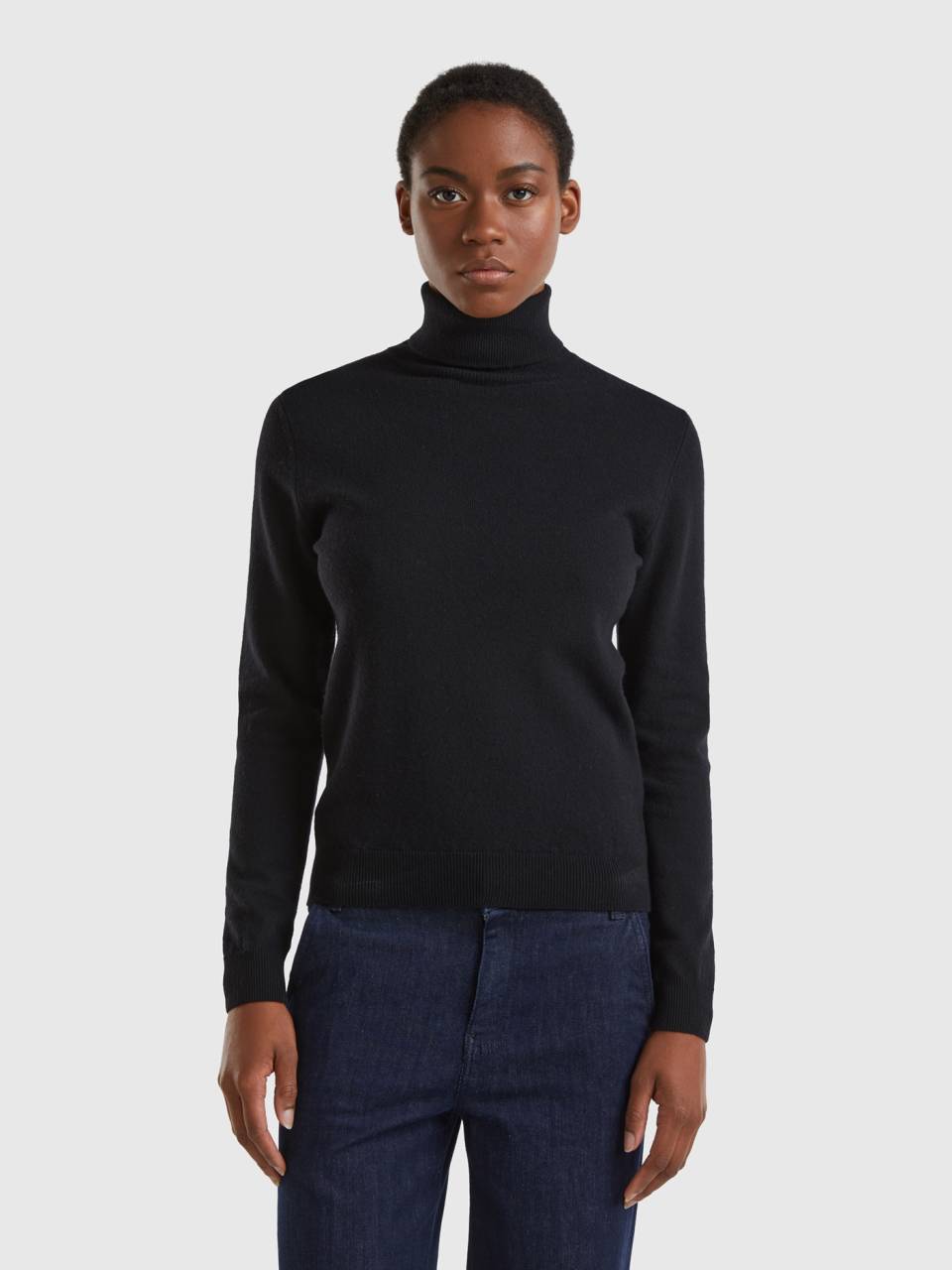 Mens black wool top turtleneck